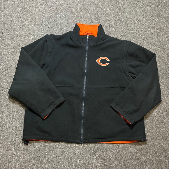 NFL Chicago Bears Reversible Jacket XL Orange Navy Fleece Windbreaker Full Zip - Picture 3 of 16